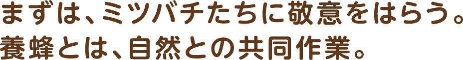 まずは、ミツバチたちに敬意をはらう。養蜂とは、自然との共同作業。